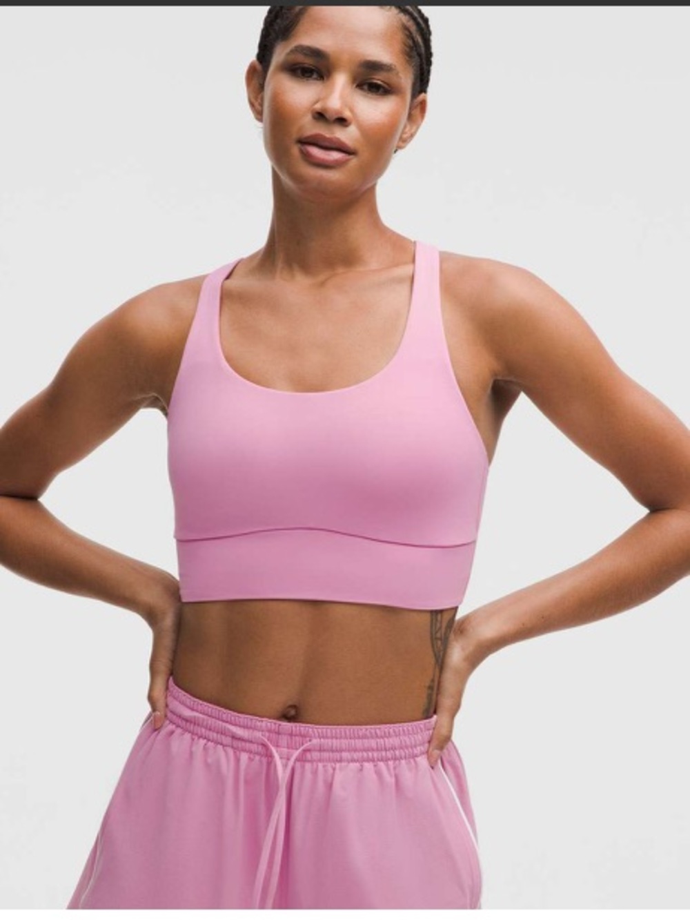 Lululemon Energy Longline Bra Medium Support B–D Cups Pink Frosting XXS